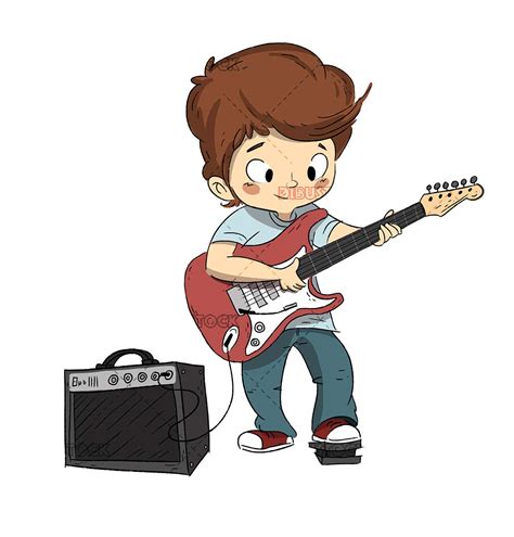 Niño Tocando La Guitarra Curso De Guitarra O Musica Dibustock