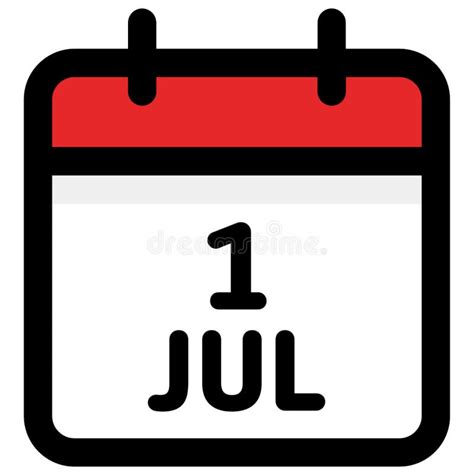 Flat Icon Calendar 1 Of July Date Day And Month Stock Vector