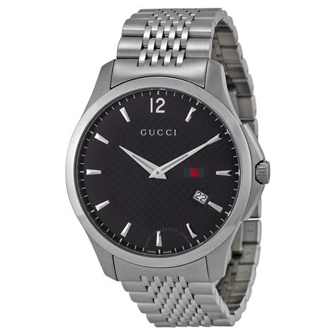 Gucci G Timeless Black Dial Stainless Steel Mens Watch Ya126309 G