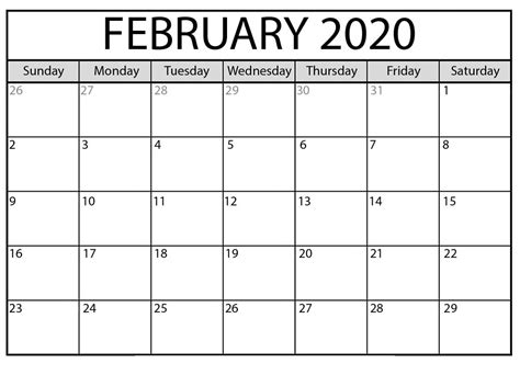 Blank Calendar 2020 Printable Monthly Example Calendar Printable