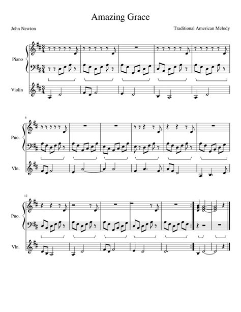 Free sheet music, scores & concert listings. Amazing Grace Sheet music for Piano, Violin (Solo ...
