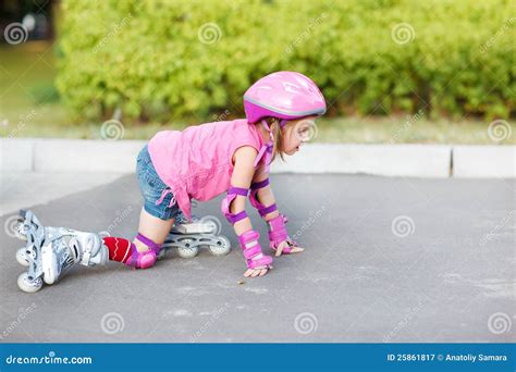 Roller Skates On Female Legs Close Up The Girl Deftly Drives Around