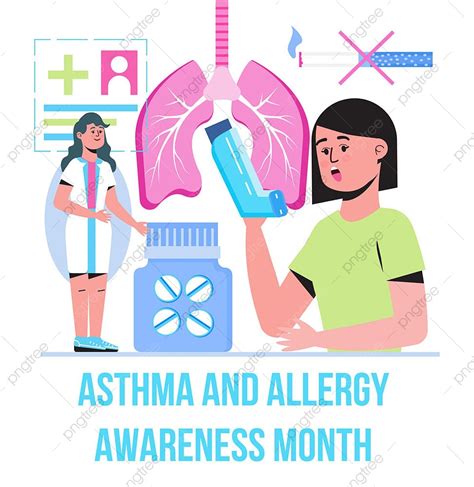 Asthma And Allergy Awareness Month Concept Vector Poster Template