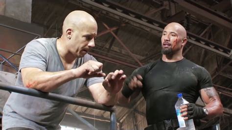dwayne the rock johnson vs vin diesel fight fast and furious 5 behind the scenes youtube