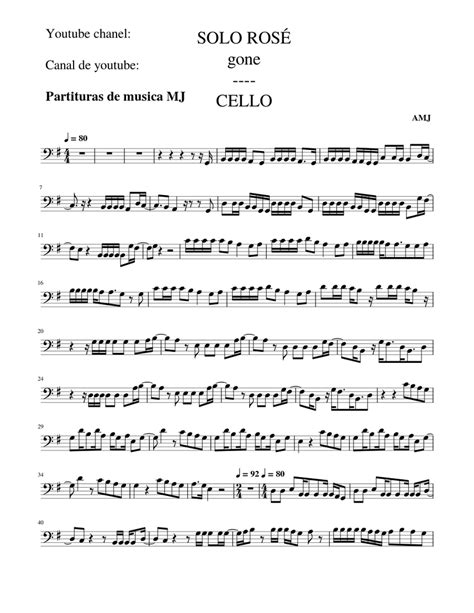 Gone Rose Solo For Cello Partituras De Musica Mj Piano Tutorial