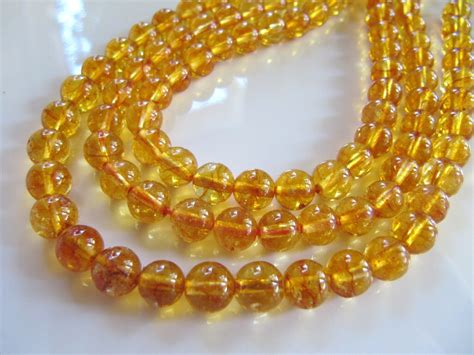 4mm Citrine Beads In Golden Yellow Round Translucent