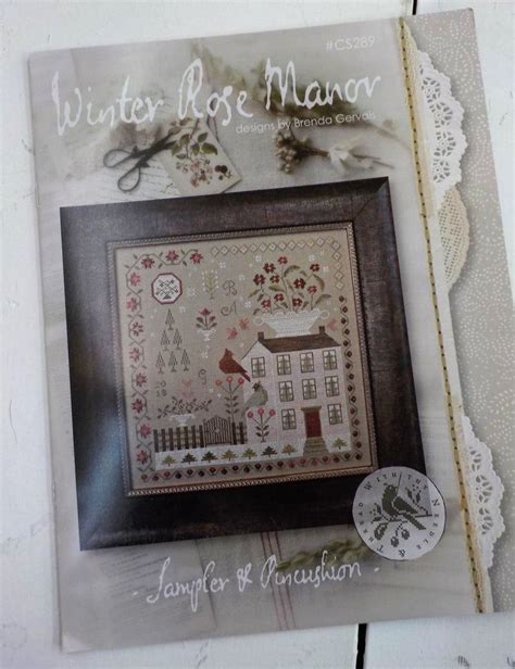 winter rose manor by brenda gervais of with thy needle and thread cross stitch design etsy