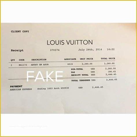 Louis Vuitton Receipt Template Free Printable Templates