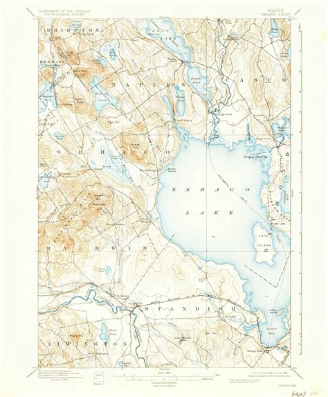 Sebago Lake Maine 1896 1937 Usgs Old Topo Map Reprint 15x15 Me Quad