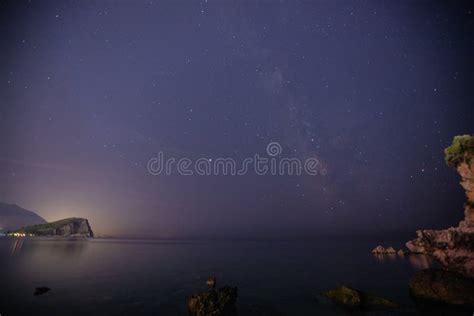 Night Sky With Stars And Milky Way Above The Sea Stock Photo Image Of