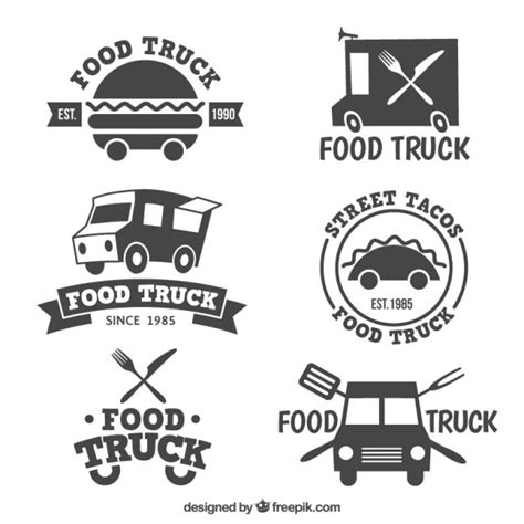 Use items of the food specialty or food items like a grill or a spatula. Food truck logo collection Vector | Premium Download