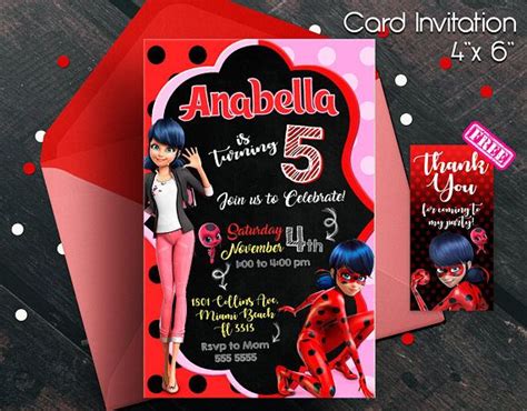 Miraculous Ladybug Invitation Miraculous Ladybug Miraculous Invitaciones De Ladybug