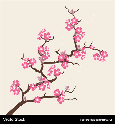 Card With Stylized Cherry Blossom Flowers Vector Image