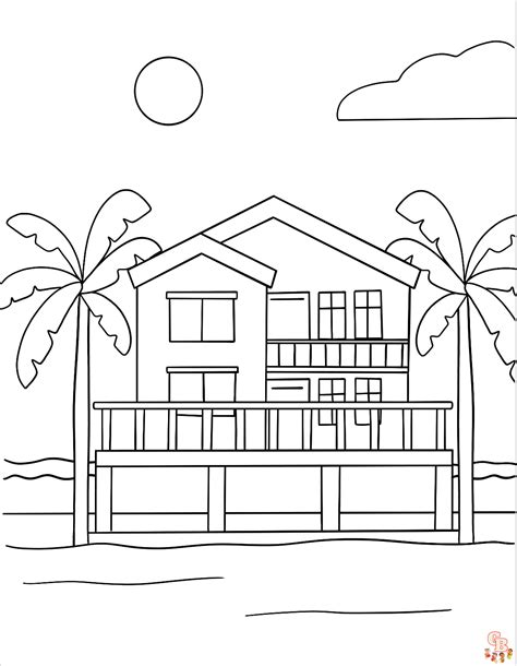 Enjoy Your Summer With Beach House Coloring Pages