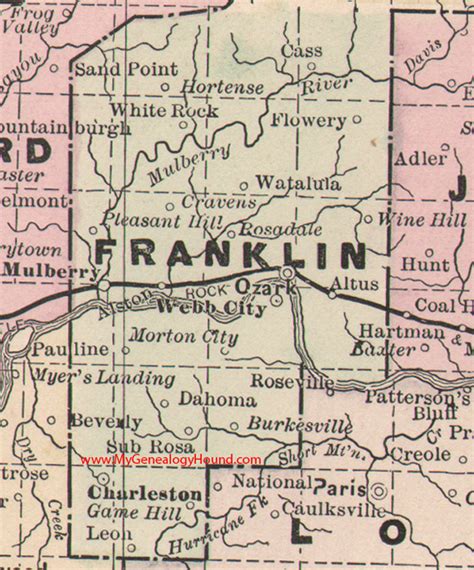 Franklin County Arkansas 1889 Map