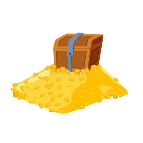 Closed Treasure Chest On A Pile Of Gold Coins Vector Cartoon