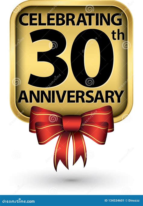 Celebrating 30th Years Anniversary Gold Label Vector Illustration