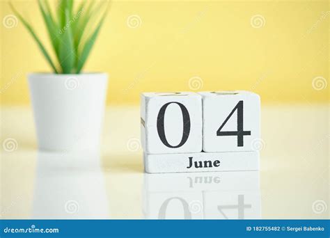 04 Fourth June Month Calendar Concept On Wooden Blocks Stock Photo