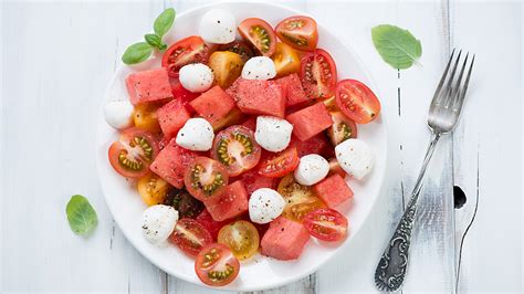 Heirloom Tomato And Watermelon Salad With Buffalo Mozzarella