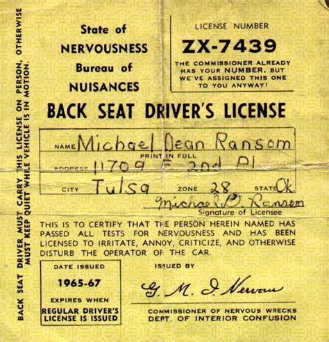 Back Seat Drivers License