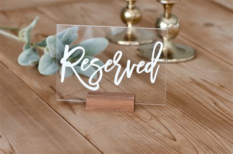 Reserved Table Sign Acrylic Wedding Signs Minimalist Wedding Etsy