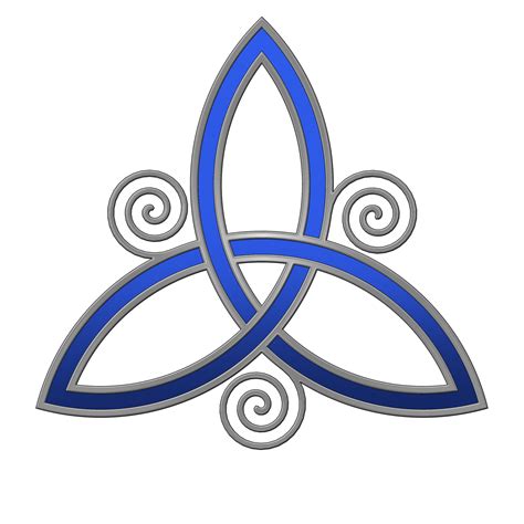 A Blue And Silver Celtic Symbol With Swirls On The Bottom As If It