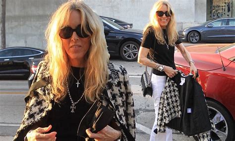 Alana Stewart 76 Looks Like A Rock Chick In A Houndstooth Jacket And White Jeans Daily Mail