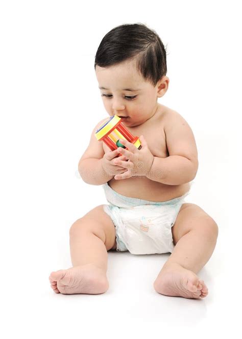 Naked Cute Baby Isolated Stock Image Image Of Innocent 19535407