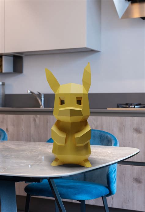 Pikachu Papercraft 3D Low Poly Template PDF Papercraft Etsy