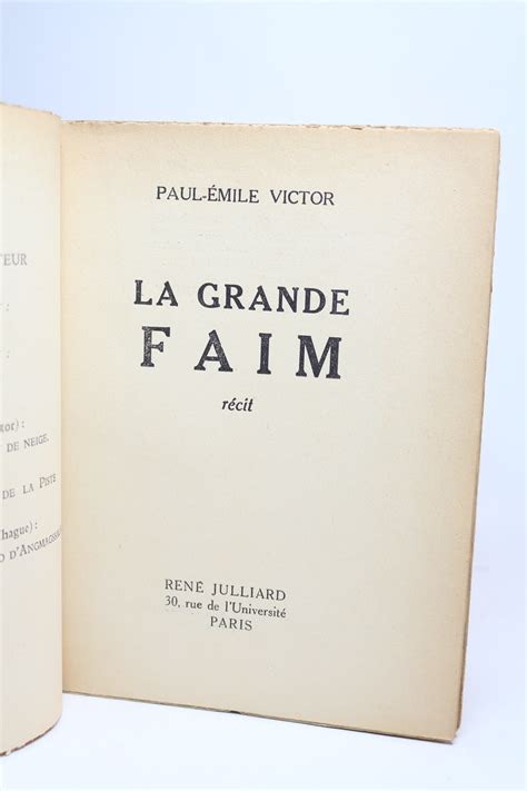 La Grande Faim By Victor Paul Emile Couverture Souple 1953 Signed By