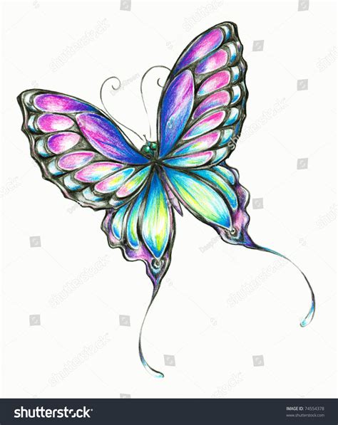 Delicate Colorful Butterfly Hand Paintedpicture Have Stock ... This drawing is a great project for preschool, kindergarten, and 1st grade!