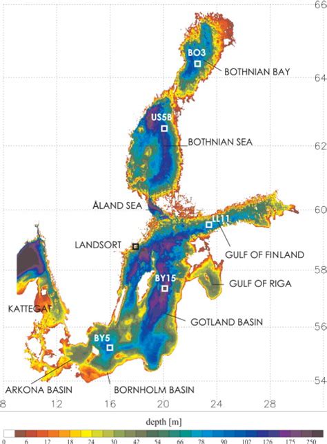 Bottom Topography Of The Baltic Sea Depths In M The Map Shows The