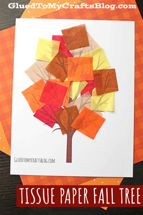 Tissue Paper Fall Tree Craft Idea For Kids