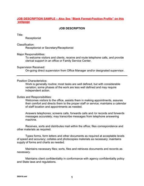 Example Of Job Specifications With Letterhead Examples Of Application