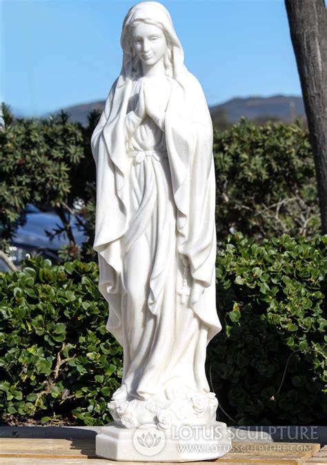 Sold White Marble Standing Virgin Mother Mary In Prayer Sculpture