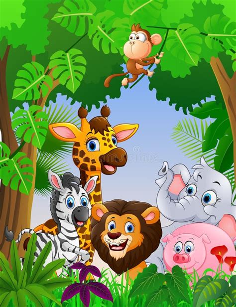 Cartoon Safari Animal In The Jungle Stock Vector Image 65745007