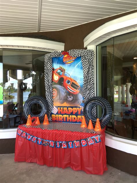 Blaze And The Monster Machines Cake Table Trucks Birthday Party Blaze