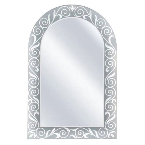 Deco Mirror 23 In W X 35 In H Frameless Arched Bathroom Vanity Mirror In Frosted Etched Mirror