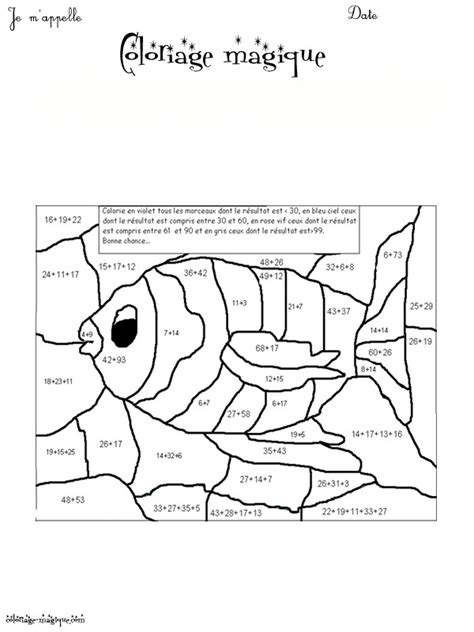 Coloriage Addition Magique Poisson En Couleur Dessin Gratuit Imprimer