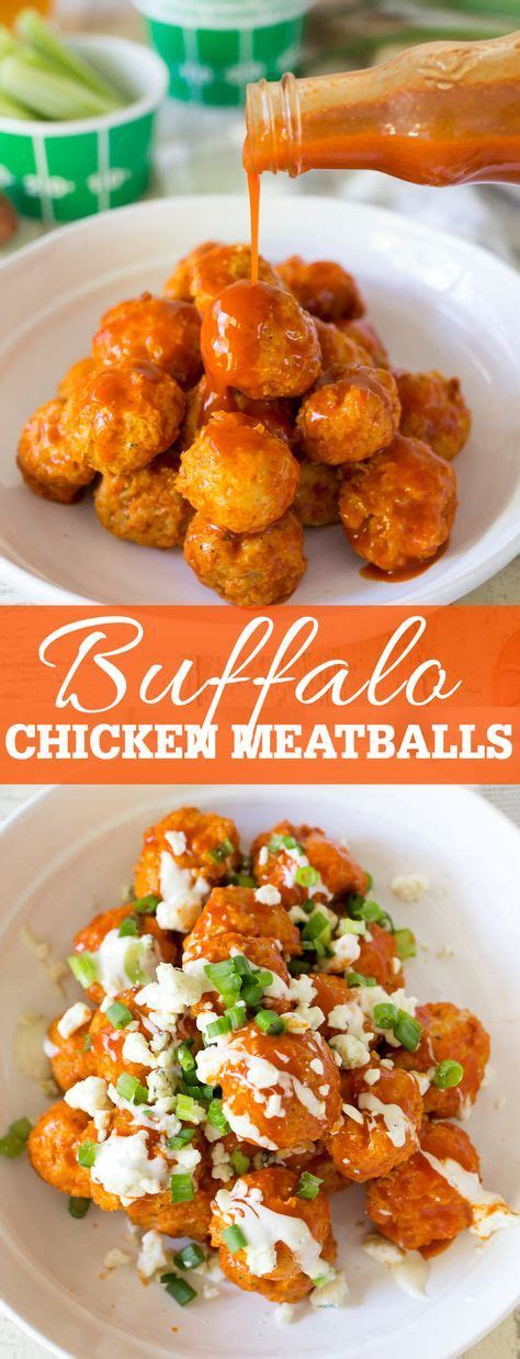 Buffalo Chicken Meatballs With A Blue Cheese Drizzle Are The Perfect