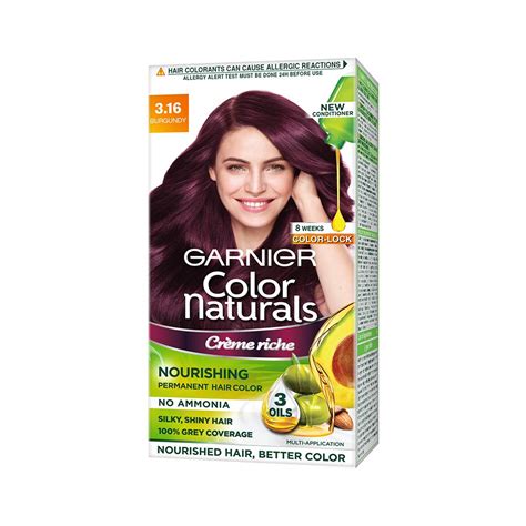 Garnier color naturals has a wide range of ammonia free hair color for women. Garnier Color Naturals 70ml + 60g Shade 3.16 Burgundy Hair ...
