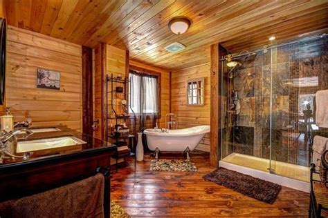 Custom Log Home Master Bath Cabin Bathroom Decor Rustic Cabin