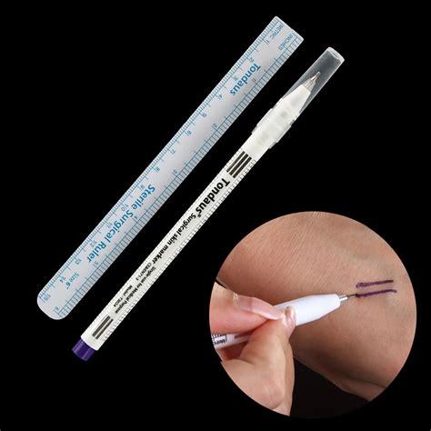 Microblading Surgical Skin Marker Tattoo Pen With Measure Ruler
