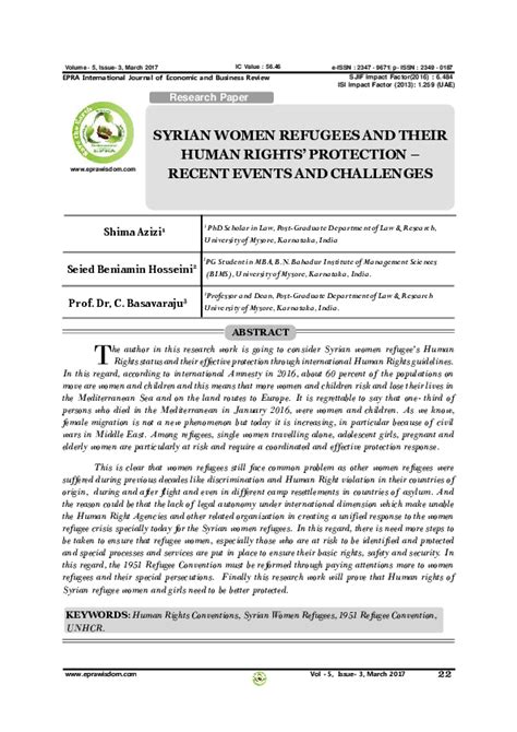 pdf “syrian women refugees and their human rights recent events and challenges” seied