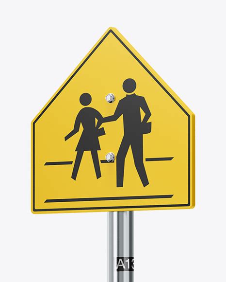 Glossy Traffic Sign Mockup Half Side View On Yellow Images Object Mockups