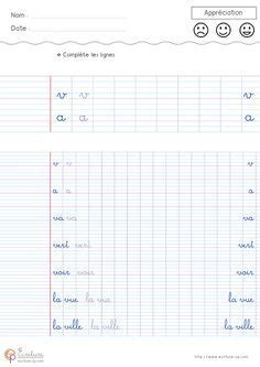 Fiches d'écriture à imprimer pour s'entraîner à tracer les 26 lettres cursives minuscules de l'alphabet français. Feuille Fiche PDF Exercice d'écriture cursive cp à ...