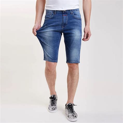Buy Summer Mens Shorts Stretch Casual Lightweight Blue Denim Jeans Short
