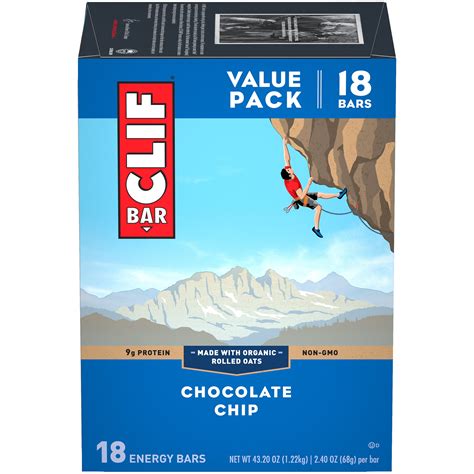 Clif Bar Energy Bars Chocolate Chip 9g Protein Bar 18 Ct 24 Oz