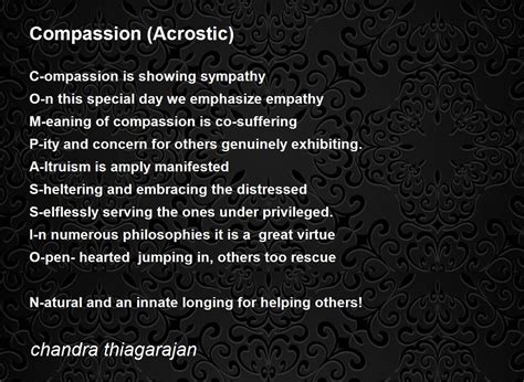 Compassion Acrostic Compassion Acrostic Poem By Chandra Thiagarajan