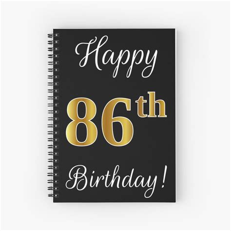 Elegant Faux Gold Look Number Happy 86th Birthday Black